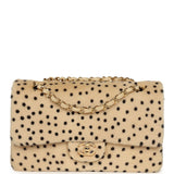 Chanel "Cheetah Print" Medium Flap Bag Light Beige Calf Hair and Black Lambskin Gold Hardware - Thumbnail View 1