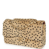 Chanel "Cheetah Print" Medium Flap Bag Light Beige Calf Hair and Black Lambskin Gold Hardware - Thumbnail View 5