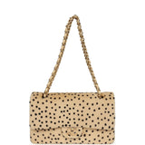 Chanel "Cheetah Print" Medium Flap Bag Light Beige Calf Hair and Black Lambskin Gold Hardware - Thumbnail View 7