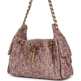 Chanel Mini 25 Hobo Bag Light Beige, Red, White Blue Tweed Boucle Gold Hardware - Thumbnail View 5