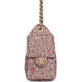 Chanel Mini 25 Hobo Bag Light Beige, Red, White Blue Tweed Boucle Gold Hardware - Thumbnail View 3