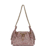 Chanel Mini 25 Hobo Bag Light Beige, Red, White Blue Tweed Boucle Gold Hardware - Thumbnail View 7