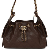 Chanel Mini 25 Hobo Bag Dark Brown Caviar Gold Hardware - Thumbnail View 1