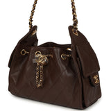Chanel Mini 25 Hobo Bag Dark Brown Caviar Gold Hardware - Thumbnail View 5