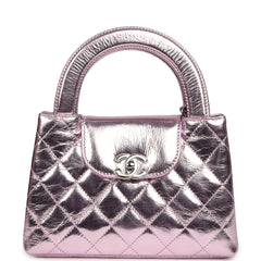 Chanel Small Kelly Shopper Pink Metallic Calfskin Silver Hardware