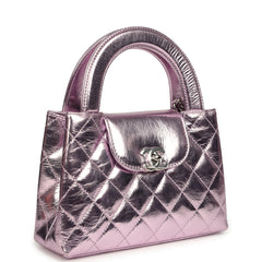 Chanel Small Kelly Shopper Pink Metallic Calfskin Silver Hardware