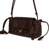 Chanel Drawstring Flap Bag with Leather Strap Dark Brown Lambskin Gold Hardware - Thumbnail View 5
