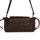 Chanel Drawstring Flap Bag with Leather Strap Dark Brown Lambskin Gold Hardware - Thumbnail View 4