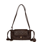 Chanel Drawstring Flap Bag with Leather Strap Dark Brown Lambskin Gold Hardware - Thumbnail View 7