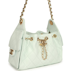 Chanel Mini 25 Hobo Bag Light Blue Caviar Gold Hardware