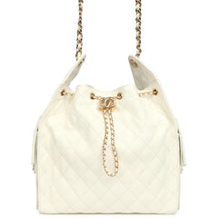 Chanel Medium 25 Hobo Bag White Caviar Gold Hardware