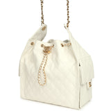 Chanel Medium 25 Hobo Bag White Caviar Gold Hardware - Thumbnail View 5