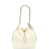 Chanel Medium 25 Hobo Bag White Caviar Gold Hardware - Thumbnail View 7