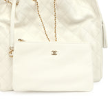 Chanel Medium 25 Hobo Bag White Caviar Gold Hardware - Thumbnail View 8