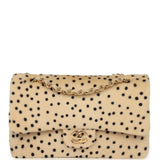 Chanel "Cheetah Print" Medium Flap Bag Light Beige Calf Hair and Black Lambskin Gold Hardware - Thumbnail View 1