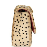 Chanel "Cheetah Print" Medium Flap Bag Light Beige Calf Hair and Black Lambskin Gold Hardware - Thumbnail View 3