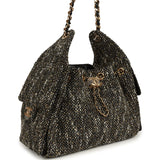 Chanel Small 25 Hobo Bag Black, White, Gold Tweed Bouclé Gold Hardware - Thumbnail View 2