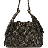 Chanel Small 25 Hobo Bag Black, White, Gold Tweed Bouclé Gold Hardware - Thumbnail View 4