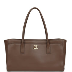 Chanel Small Cerf Shopping Bag Brown Calfskin Gold Hardware