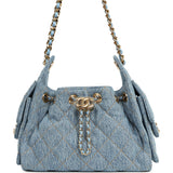 Chanel Mini 25 Hobo Bag Blue Washed Denim Gold Hardware - Thumbnail View 1