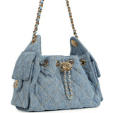 Chanel Mini 25 Hobo Bag Blue Washed Denim Gold Hardware - Thumbnail View 2