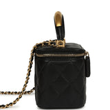 Chanel Small Top Handle Vanity Case with Chain Black Lambskin Antique Gold Hardware - Thumbnail View 3