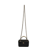 Chanel Small Top Handle Vanity Case with Chain Black Lambskin Antique Gold Hardware - Thumbnail View 7
