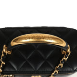 Chanel Small Top Handle Vanity Case with Chain Black Lambskin Antique Gold Hardware - Thumbnail View 9