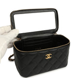 Chanel Small Top Handle Vanity Case with Chain Black Lambskin Antique Gold Hardware - Thumbnail View 8