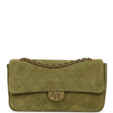 Chanel Maxi "Souplissimo" Small Flap Bag Khaki Suede Gold Hardware - Thumbnail View 1