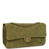 Chanel Maxi "Souplissimo" Small Flap Bag Khaki Suede Gold Hardware - Thumbnail View 2
