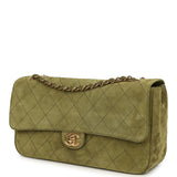 Chanel Maxi "Souplissimo" Small Flap Bag Khaki Suede Gold Hardware - Thumbnail View 5