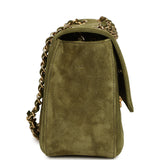 Chanel Maxi "Souplissimo" Small Flap Bag Khaki Suede Gold Hardware - Thumbnail View 3