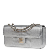 Chanel East West Flap Bag Silver Metallic Lizard Embossed Calfskin Light Gold Hardware - Thumbnail View 5