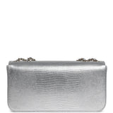 Chanel East West Flap Bag Silver Metallic Lizard Embossed Calfskin Light Gold Hardware - Thumbnail View 4