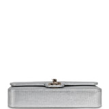 Chanel East West Flap Bag Silver Metallic Lizard Embossed Calfskin Light Gold Hardware - Thumbnail View 6