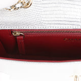 Chanel East West Flap Bag Silver Metallic Lizard Embossed Calfskin Light Gold Hardware - Thumbnail View 9