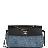 Chanel "Urban Essential" Flap Bag Blue Denim, Black Calfskin Gold Hardware - Thumbnail View 1