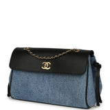 Chanel "Urban Essential" Flap Bag Blue Denim, Black Calfskin Gold Hardware - Thumbnail View 5