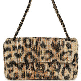 Chanel Maxi Leopard Print "Souplissimo" Small Flap Bag Brown, Black, White Tweed, Mixed Fibers Gold Hardware - Thumbnail View 1