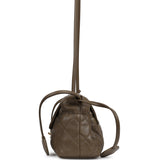 Chanel Drawstring Clutch Bag with Leather Strap Dark Khaki Lambskin Gold Hardware - Thumbnail View 3