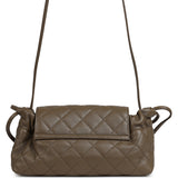 Chanel Drawstring Clutch Bag with Leather Strap Dark Khaki Lambskin Gold Hardware - Thumbnail View 4