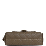 Chanel Drawstring Clutch Bag with Leather Strap Dark Khaki Lambskin Gold Hardware - Thumbnail View 7