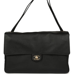 Chanel Maxi "Souplissimo" Large Flap Bag Black Grained Calfskin Gold Hardware