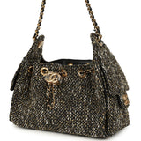 Chanel Mini 25 Hobo Bag Black, White, Gold Tweed Boucle Gold Hardware - Thumbnail View 5