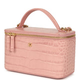 Chanel Small Top Handle Vanity Case Light Pink Croc Embossed Calfskin Gold Hardware - Thumbnail View 5