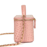 Chanel Small Top Handle Vanity Case Light Pink Croc Embossed Calfskin Gold Hardware - Thumbnail View 3