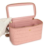 Chanel Small Top Handle Vanity Case Light Pink Croc Embossed Calfskin Gold Hardware - Thumbnail View 8