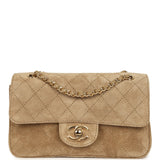 Chanel Mini "Souplissimo" Flap Bag Beige Suede Gold Hardware - Thumbnail View 1