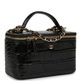 Chanel Small Top Handle Vanity Case Black Croc Embossed Calfskin Gold Hardware - Thumbnail View 2